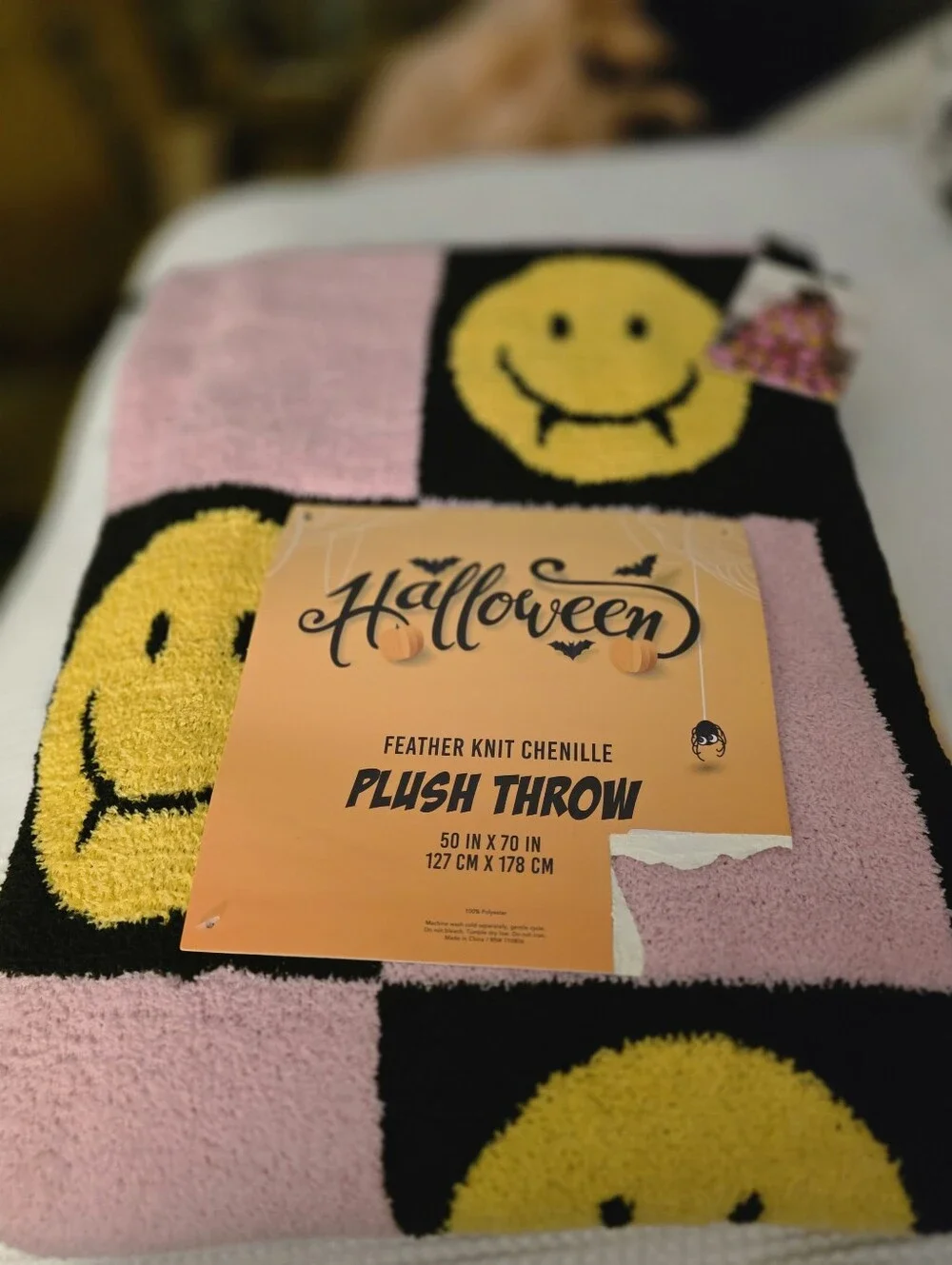 Kids Pink Smiley Face Blanket